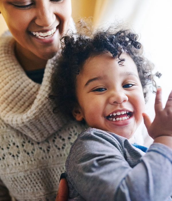 happy woman and child
