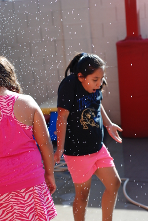 Girl playing in water