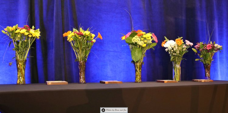 Flowers bucket on a stage