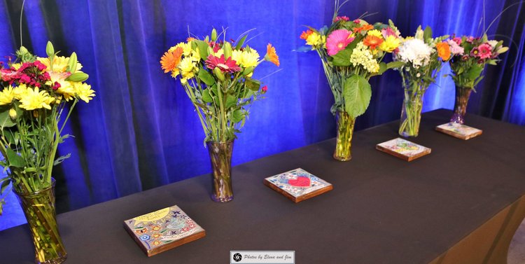 Flowers bucket on a stage