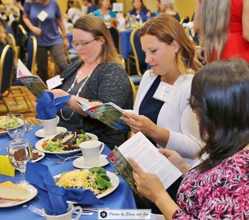 Three elder women at dinning table