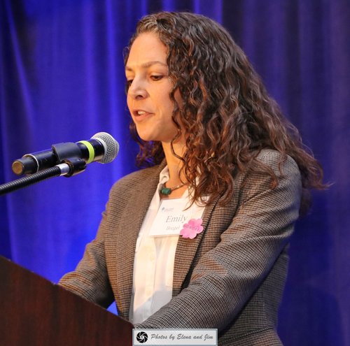 Women speaking on a mic