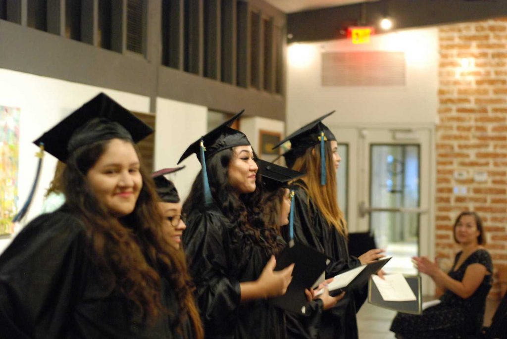 Group of female students with graduation cap