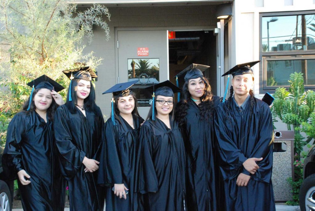 6 girls with graduation cap