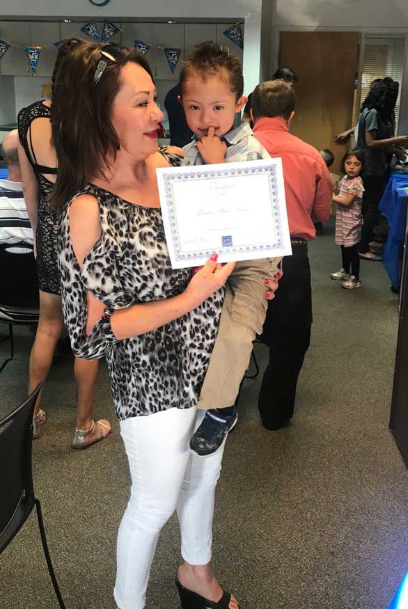 Mother and Son with certification