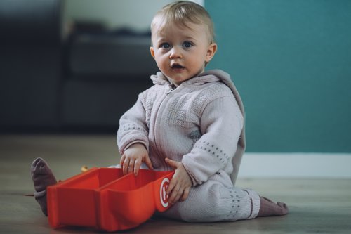 Little baby playing with toys