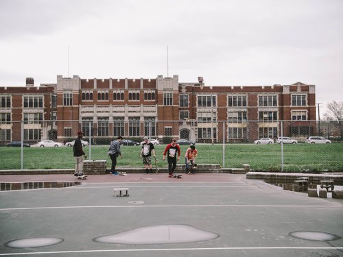 Group people playing in park