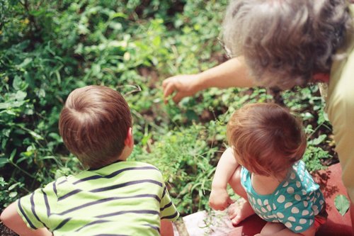 Grandmother with her grand children's